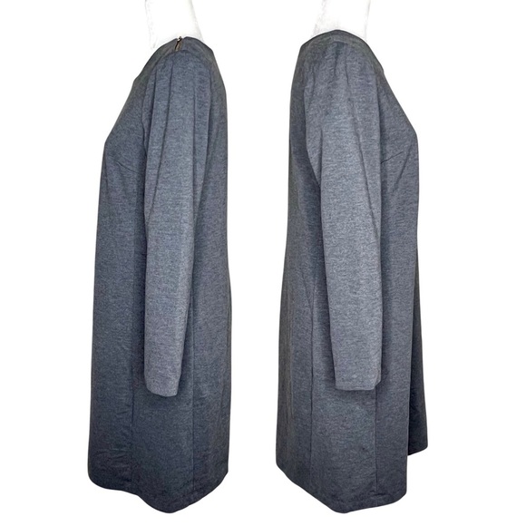 TALBOTS Sheath Dress Long Sleeve Zipper Shoulder Pintuck Gray 8 ID004875 - Picture 11 of 13